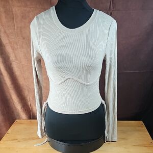 Princess Polly Cream Long Sleeve Top